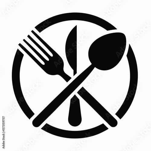 cutlery icon, silhouette vector symbol for dining utensils, kitchen tools, and food service