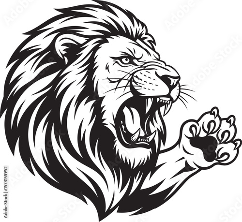 Lion Animal black silhouette vector
