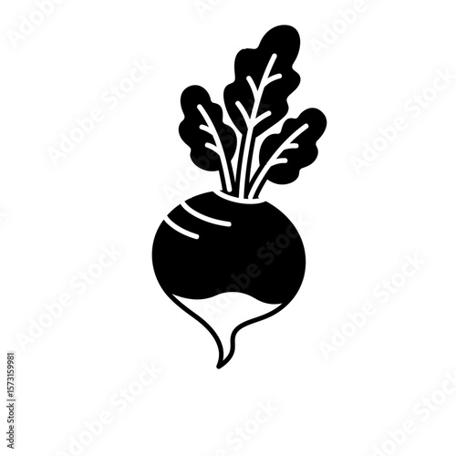 Simple silhouette of a turnip with leafy greens