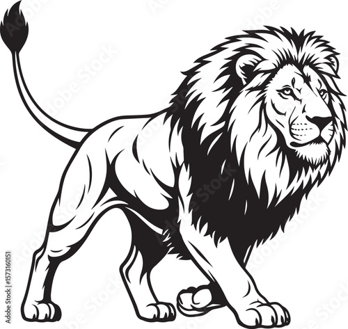 Lion Animal black silhouette vector