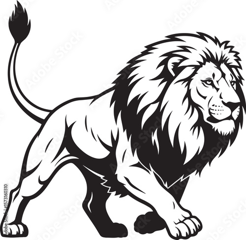 Lion Animal black silhouette vector