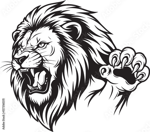 Lion Animal black silhouette vector
