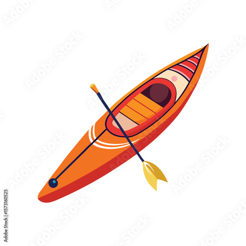 Vector Illustration of a Kayak with Paddle for Water Sports Isolated on a White Background

