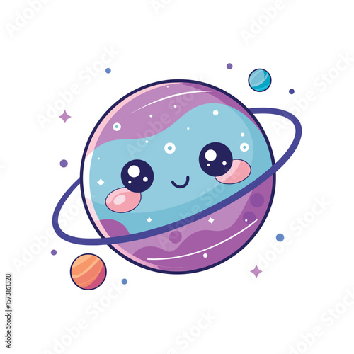 miniature galaxy of planets with one central kawaii