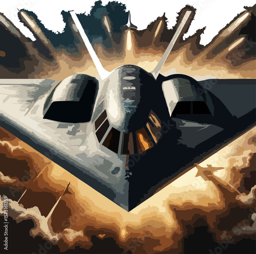 B2 Bomber in Flight – Vector Illustration