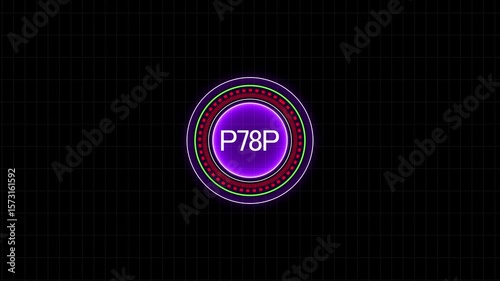 Red Neon Button with Glowing p78p Text Sign