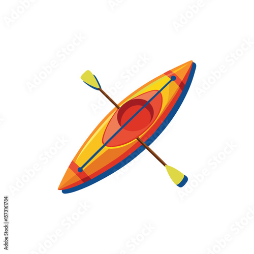 Vector Illustration of a Kayak with Paddle for Water Sports Isolated on a White Background
