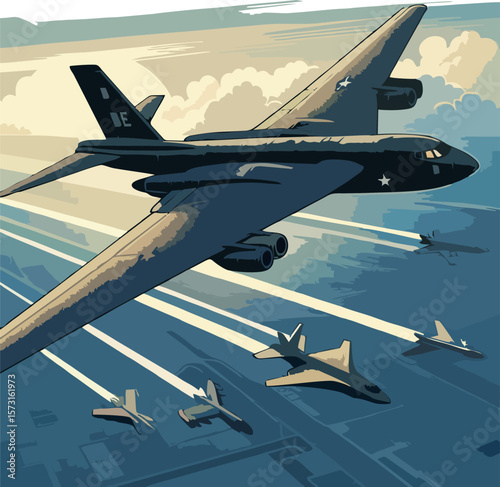 Military B2 Jet – Vector Stealth Bomber Scene