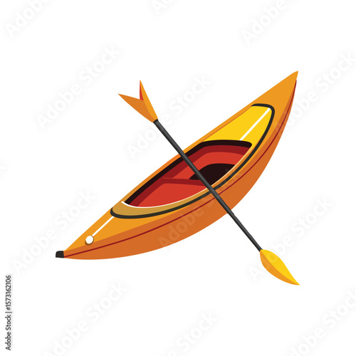 Vector Illustration of a Kayak with Paddle for Water Sports Isolated on a White Background
