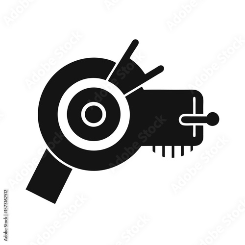 minimalist black angle grinder icon in flat silhouette style