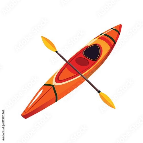Vector Illustration of a Kayak with Paddle for Water Sports Isolated on a White Background
