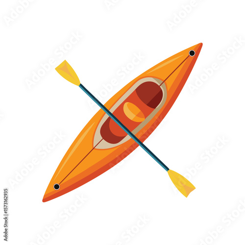 Vector Illustration of a Kayak with Paddle for Water Sports Isolated on a White Background
