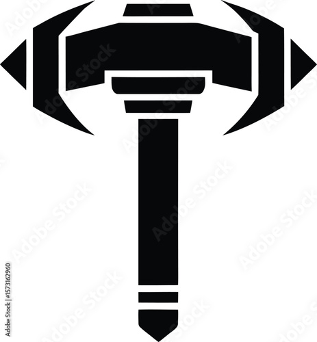 minimalist demolition hammer graphic symbol black outline