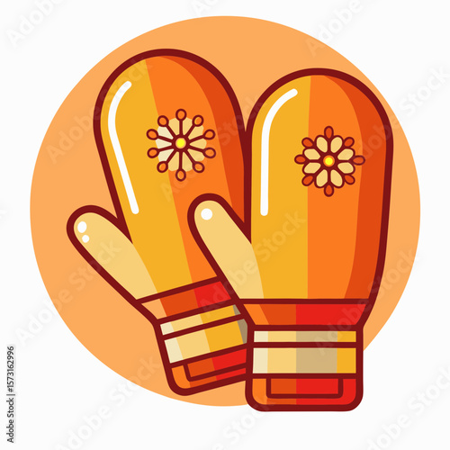 Cozy orange mittens with snowflake design for winter warmth