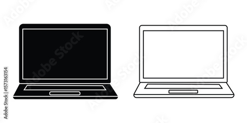 Laptop icon vector. Silhouette of Laptop, computer symbol, electronics devise Vector illustration. Laptop with blank screen.