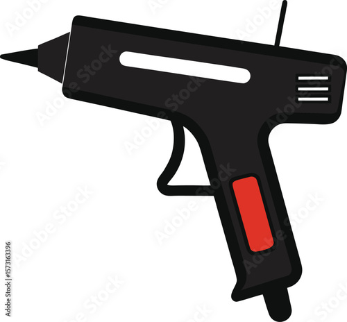 minimalist hot melt glue gun with trigger black line art