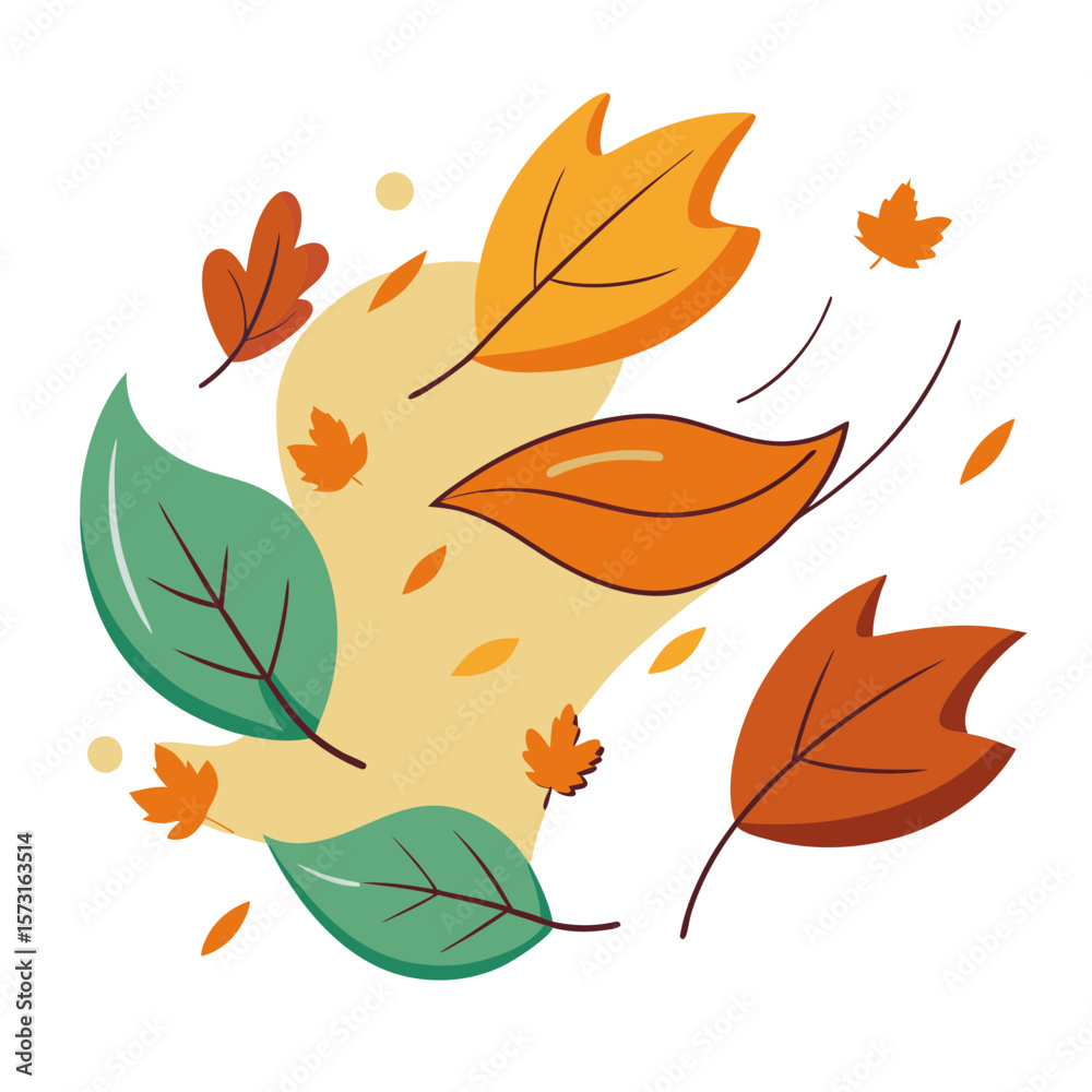 Obraz premium Vibrant autumn leaves dancing in the wind with abstract shapes