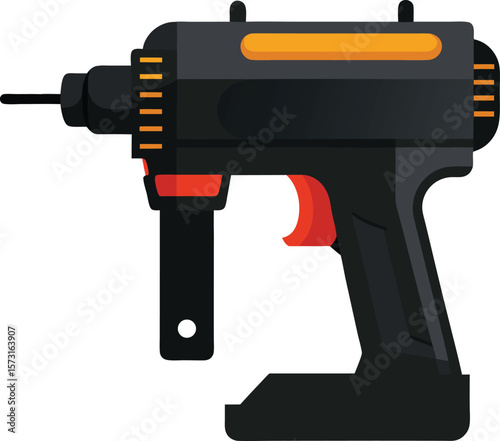 minimalist pneumatic nailer tool black vector illustration
