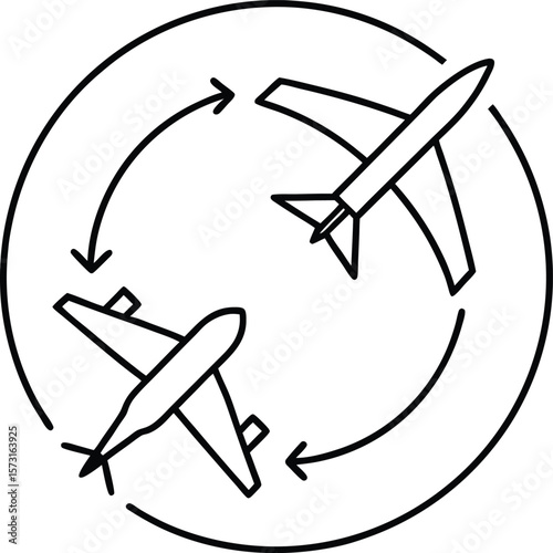 airplane routes icon, vector symbol for flight paths, global travel, and aviation navigation