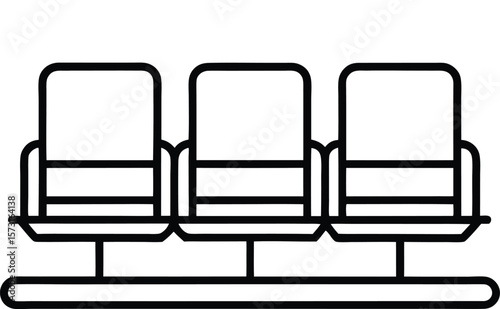 airport waiting area icon, vector symbol for terminal seating, passenger lounge, and travel comfort