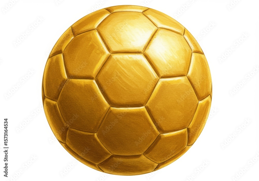 Fototapeta premium Golden Soccer Ball - A gleaming gold soccer ball, perfect for sports, awards, or victory imagery. High-resolution