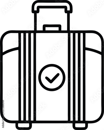 checked luggage icon, vector symbol for travel, airport security, and baggage handling
