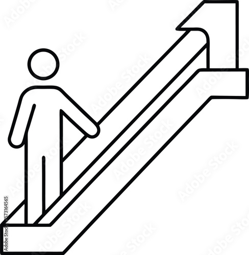 upward escalator icon, vector symbol for elevators and public transport