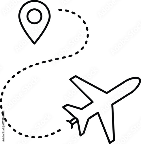 flight route icon, vector symbol for aviation navigation, global travel, and airline connectivity