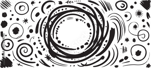 Playful Abstract Brushstroke Medley Artistic Ink Marks and Splatters for Creative Design Whimsical and Expressive