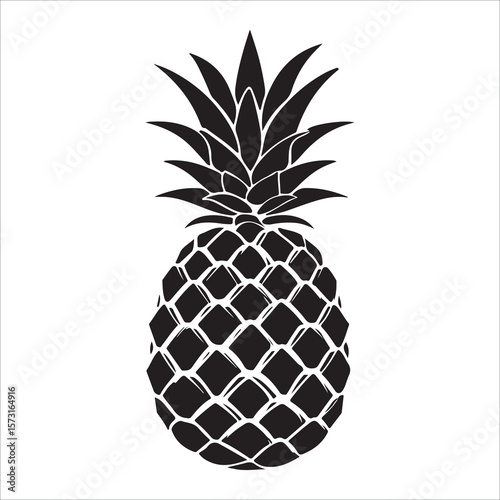 Pineapple silhouette icon isolated, pineapple silhouette line art vector illustration with a white background Vector illustration