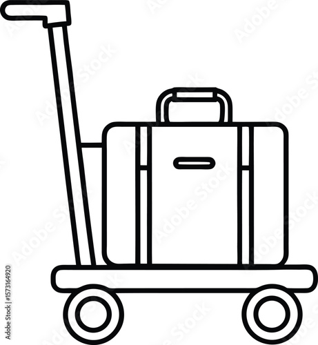 luggage cart icon, baggage trolley and airport transport vector symbol