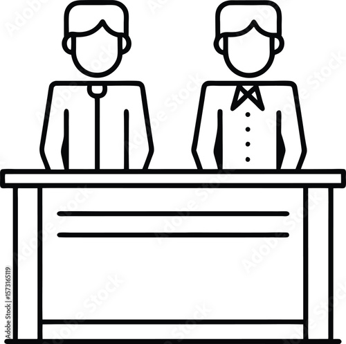 reception desk icon, hotel check-in and front desk vector symbol