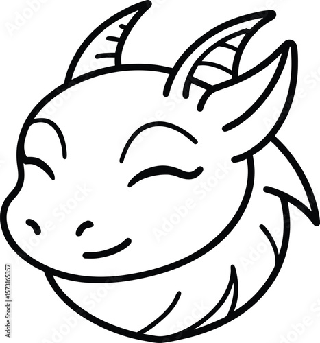 minimal sleeping dragon face only closed eyes and nose