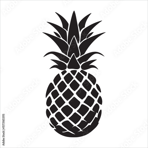 Pineapple silhouette icon isolated, pineapple silhouette line art vector illustration with a white background Vector illustration
