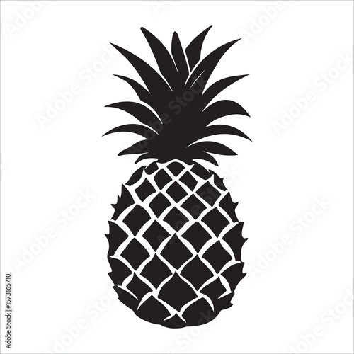 Pineapple silhouette icon isolated, pineapple silhouette line art vector illustration with a white background Vector illustration