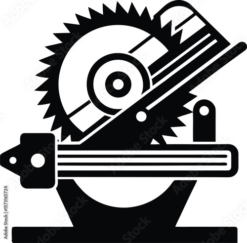 miter saw icon style black vector design on white background