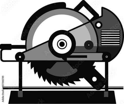 miter saw side view black vector illustration on white