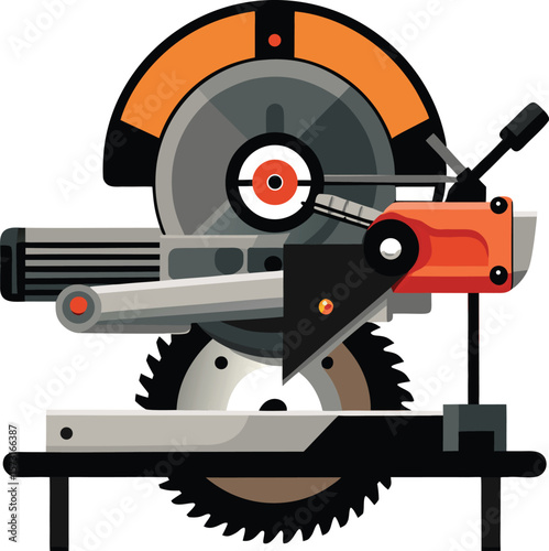 modern compound miter saw black vector art on white