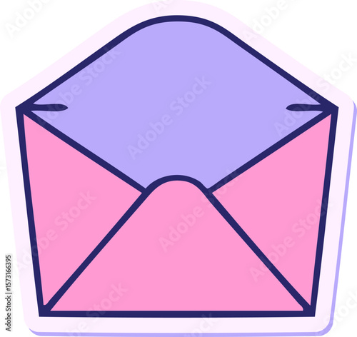 sticker of a quirky hand drawn cartoon envelope in bright neon color