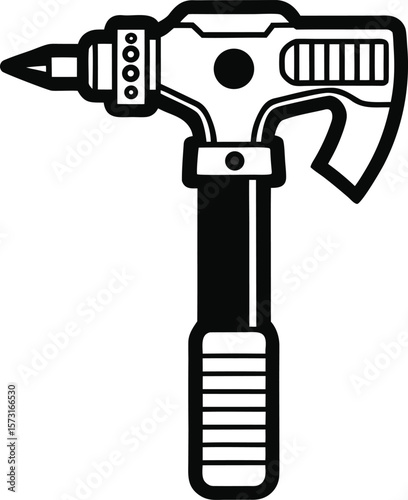 modern demolition hammer with grip handle black silhouette