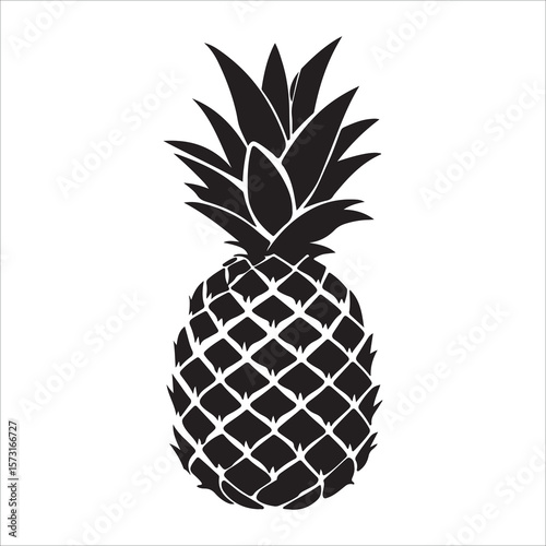 Pineapple silhouette icon isolated, pineapple silhouette line art vector illustration with a white background Vector illustration