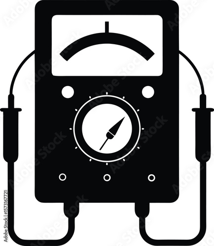 multimeter vector black silhouette illustration on white
