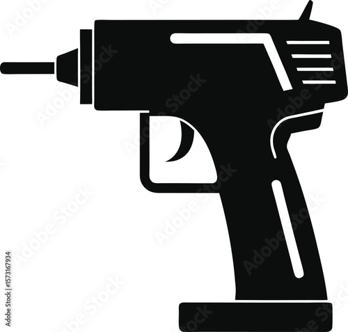 nail gun side view black silhouette vector illustration