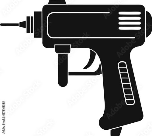 nail gun with safety tip shown in black silhouette