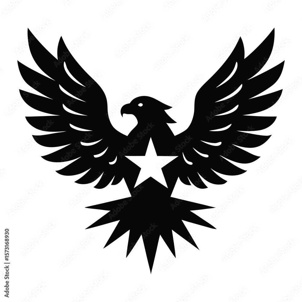 Obraz premium Powerful Eagle Wings Star Logo Design Graphic