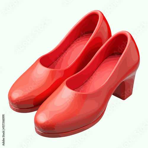 Elegant red high heel leather shoes, a stylish and shiny accessory for any woman's wardrobe