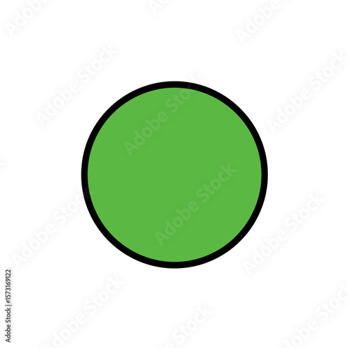 A green circle with a black outline on white space silhouette