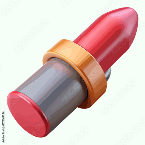 Red lipstick and matching nail polish bottles are isolated on a white background, representing classic beauty and makeup cosmetics
