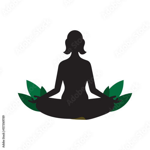 Woman Meditating Calmly Under Full Moon