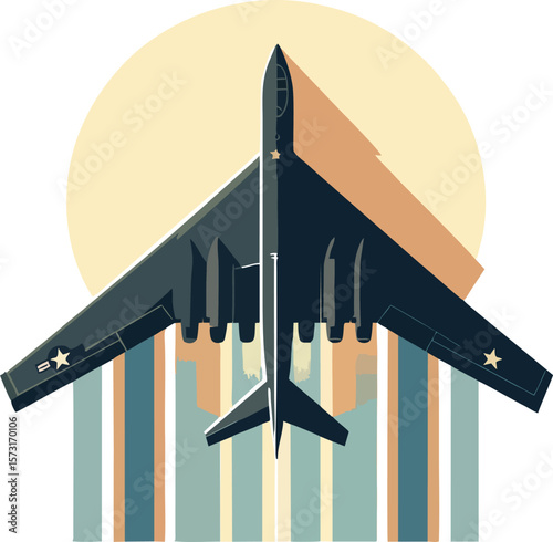 B2 Stealth Aircraft – Flat Vector Illustration